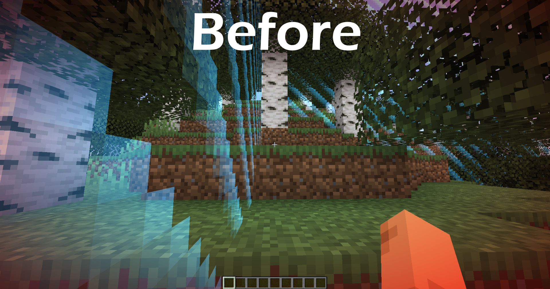 A player standing near the world border in Minecraft, showcasing the unwanted red vignette effect.