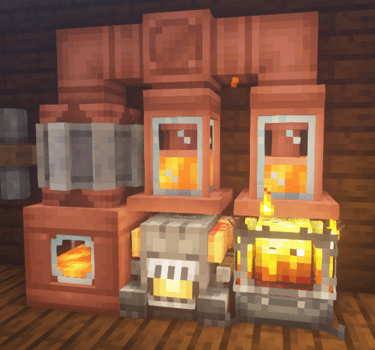 An example setup of adapters feeding a blaze burner and portable engine.