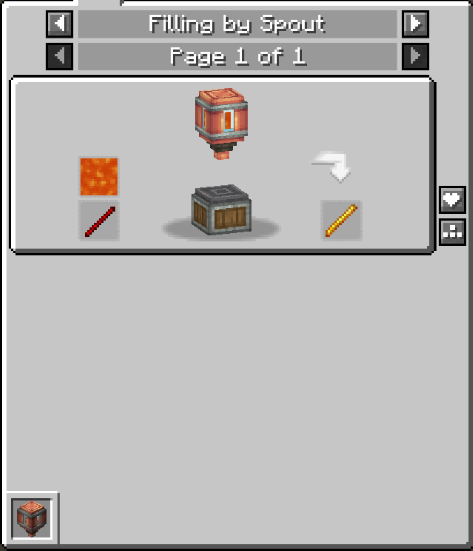 Blaze Rod recipe: Spout 500mb of lava onto a Red-Hot Stick.