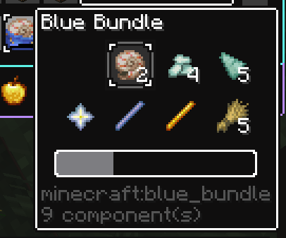 Showcasing the bundle tooltip and item scroll texture. The bundle background is a black box with a white outline, and the item scroll texture is a gray box with white corners and a dark gray inside that renders behind the item that is being highlighted