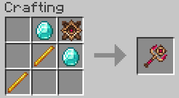 A 3x3 grid showing 2 molten rods, 2 blue diamonds, and a strange star-like trinket