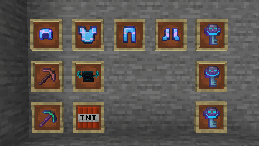 Current Armors/Trophies/Pickaxes and Keys