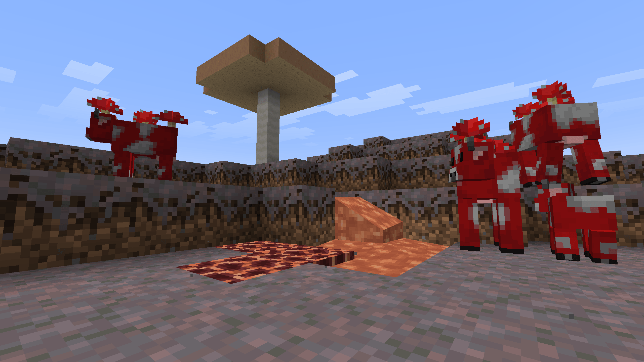 Mushroom Fields with lava that looks like mushroom stew
