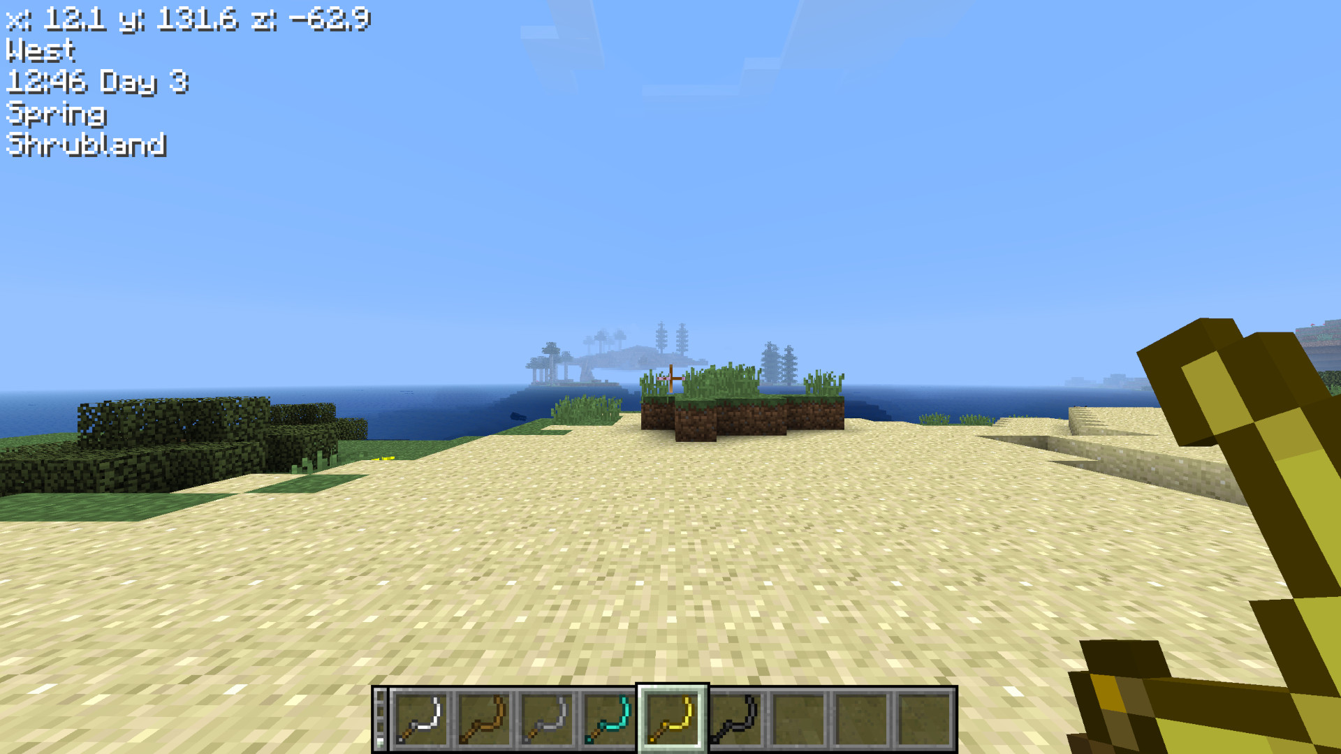 View of the new sword textures both held and in the hotbar.
