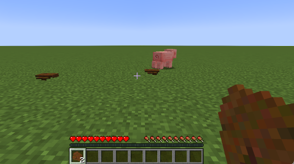 A pig with two piles of manure in the foreground