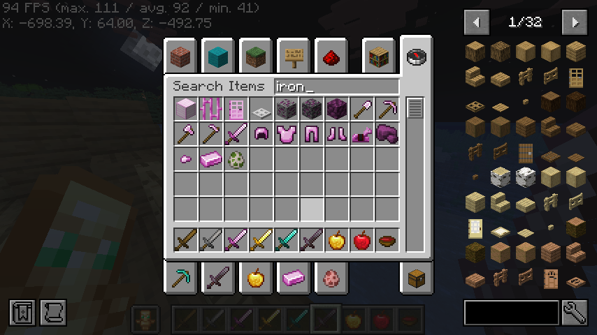 Only the iron trapdoor was unchanged due to me being unable to make it a matching tint of pink.
