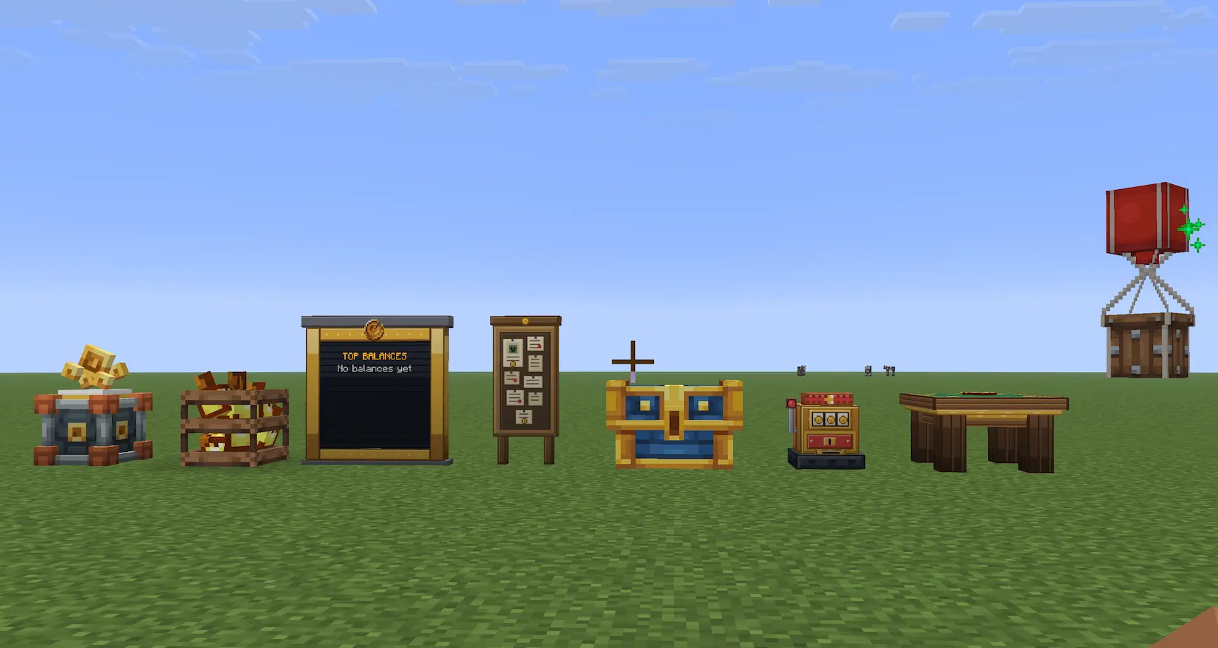 ATM, Loot caches, Currency leaderboard, Bounty board, Loot crates, Slots, Coin flip table, Loot balloons