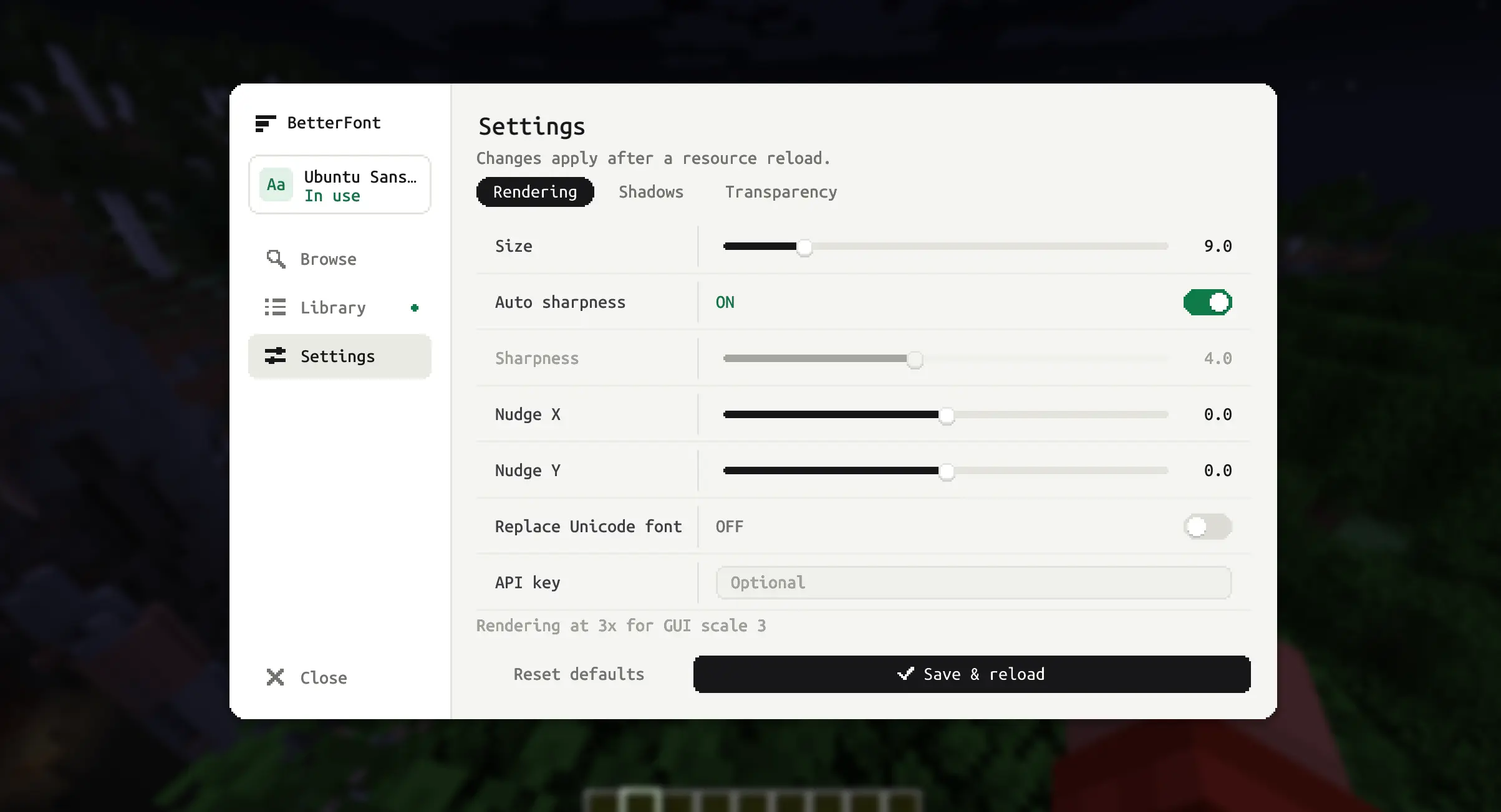 Settings Page