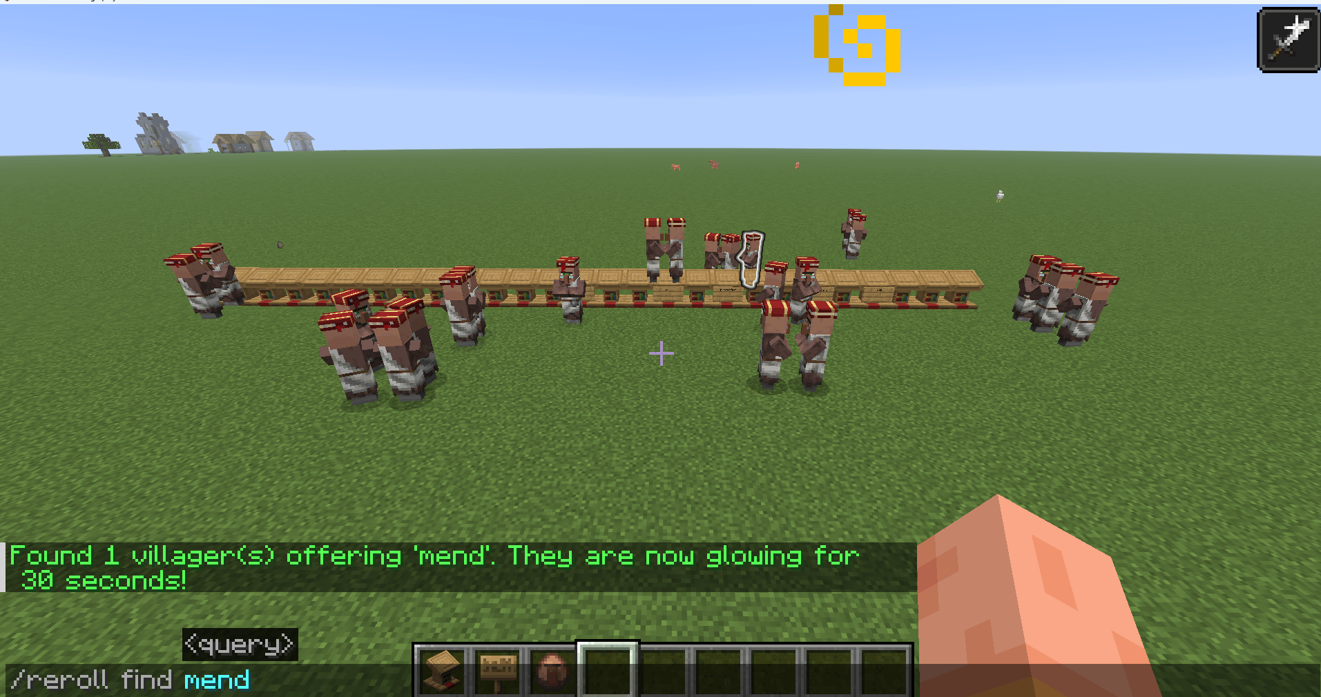 command to find villager(s) with books offered