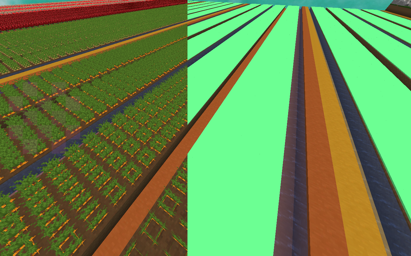 With and without texture pack