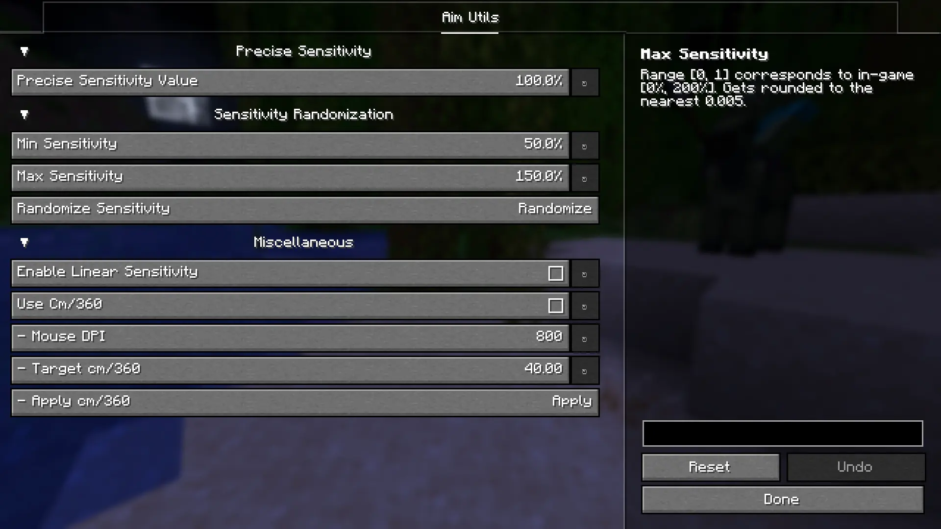 Aim Utils Configuration Screen