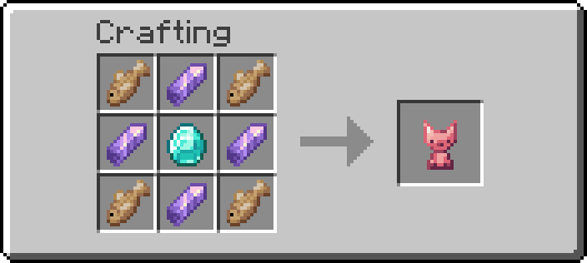 Crafting a Bingus tTotem with a diamond, 4 amethyst, and a 4 fish