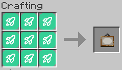 3x3 Minecraft  crafting grid fully filled up with Sodiboo items, the result is a painting