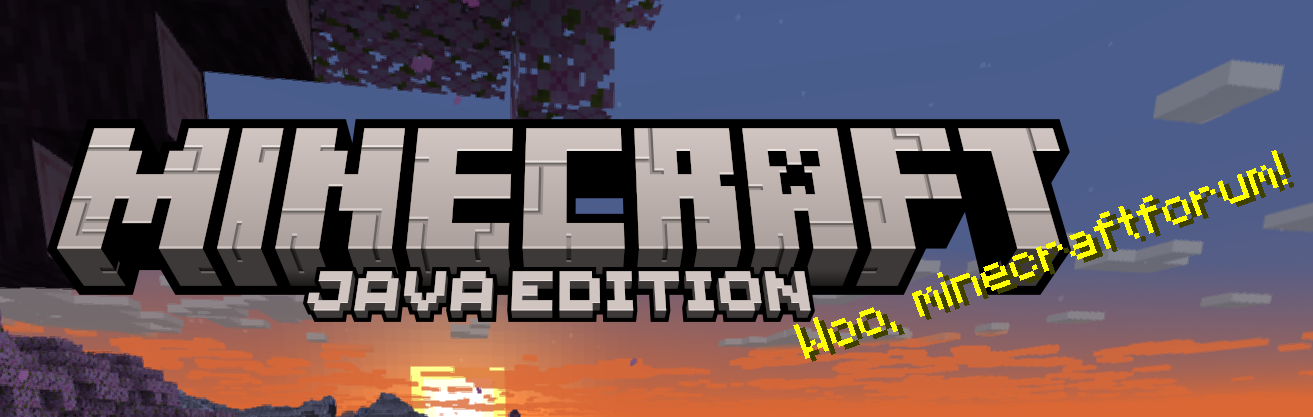 The main menu logo, with the previously removed splash "Woo, minecraftforum!"