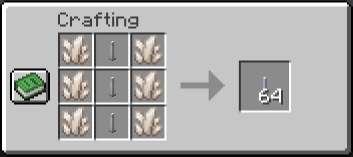 Shows the shaped recipe layout for Light Rod Launchers.