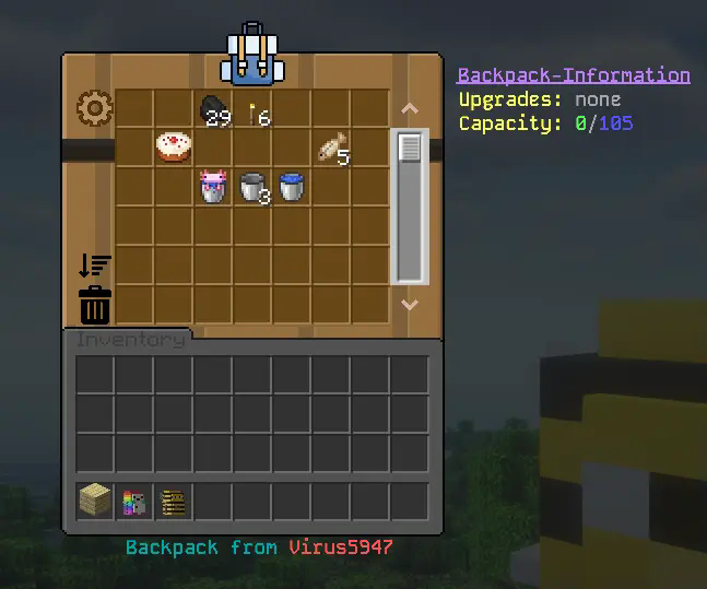 Opened backpack