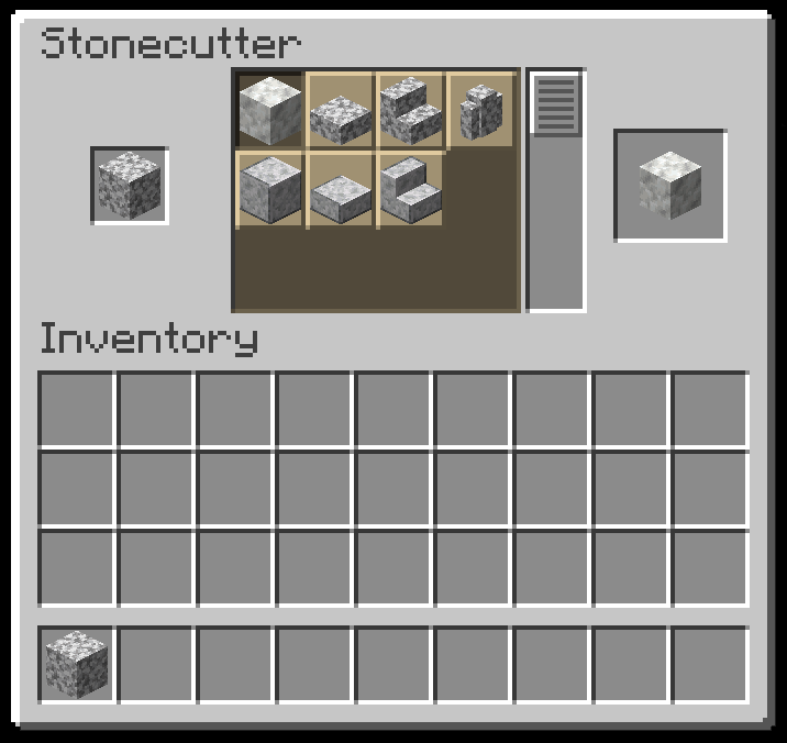 Diorite into calcite in a stone cutter