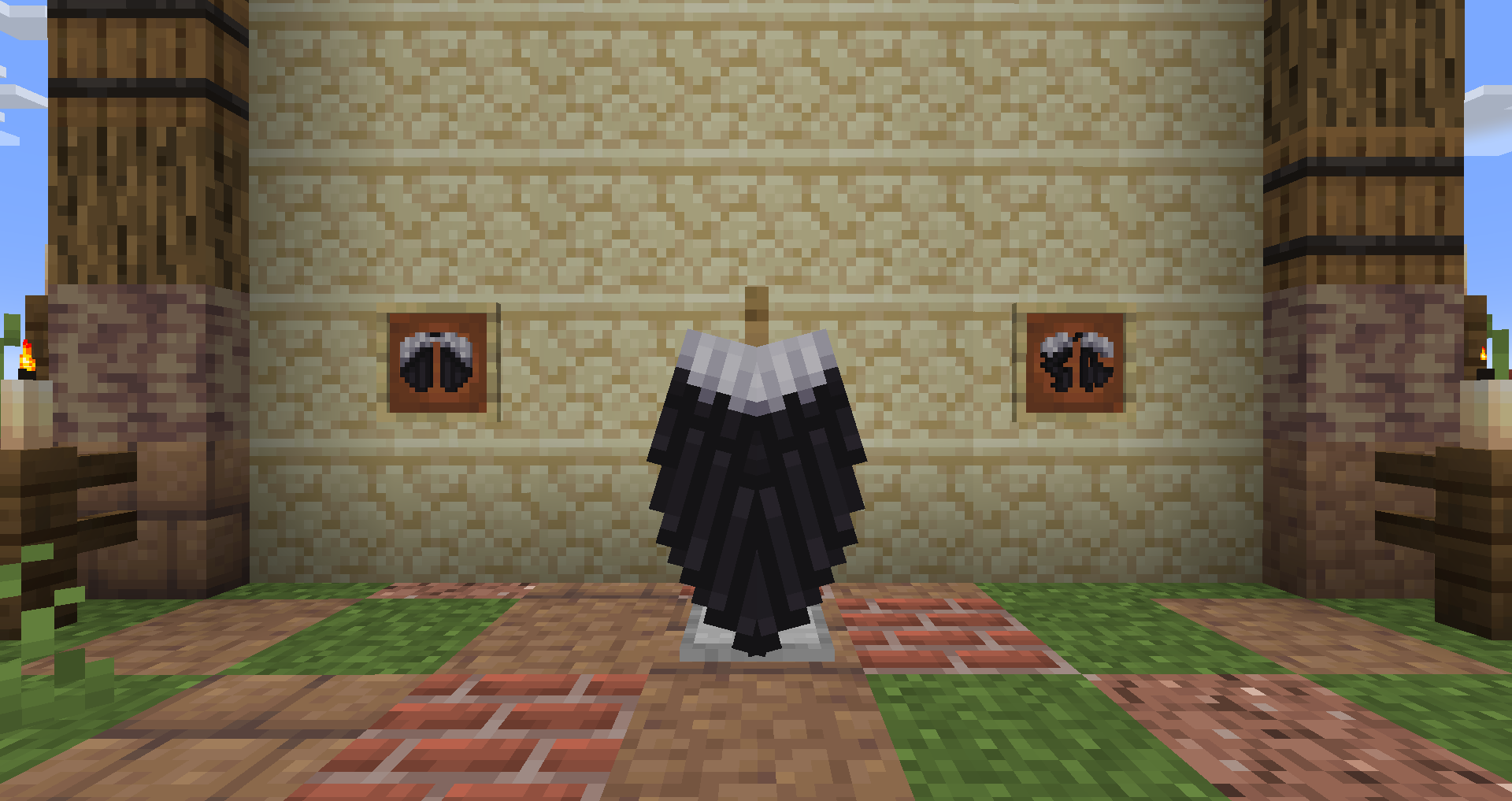 Elytra re-fashioned as the wings of a hooded crow, alongside their respective item textures.