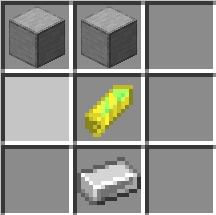 2 smooth stones in the top left and top middle. one exp crystal in the center, and an iron ingot in the bottom middle.