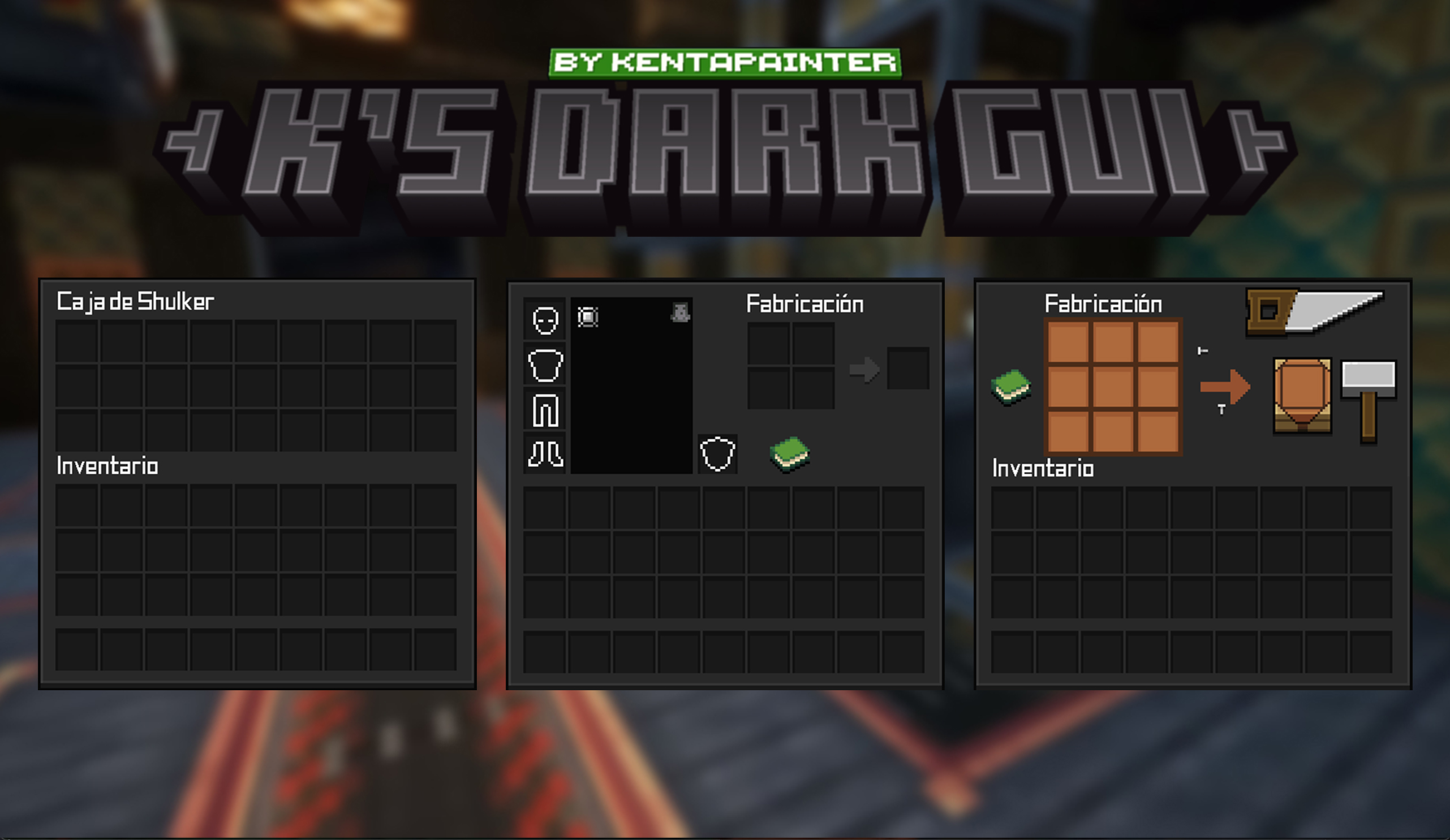 shulkerbox, inventory and crafting table dark gui