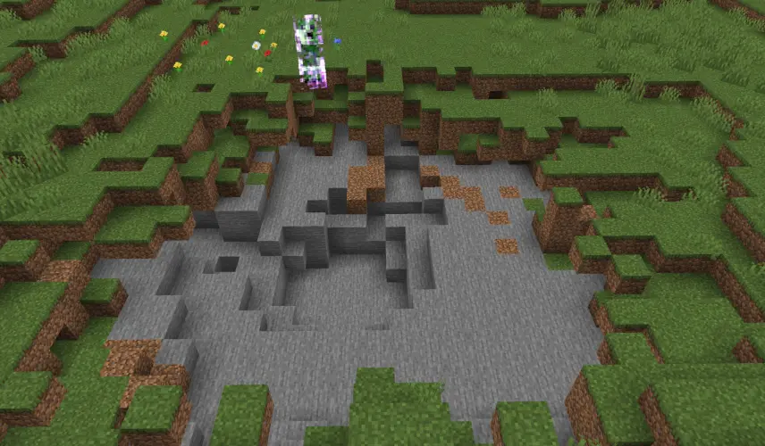 A big hole caused by the creeper