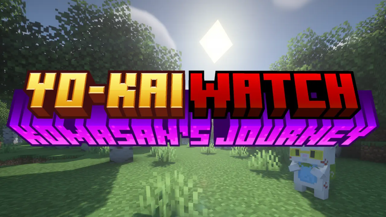 It represents the Komasan's Journey logo with a forest in the background and a Komasan wandering around.