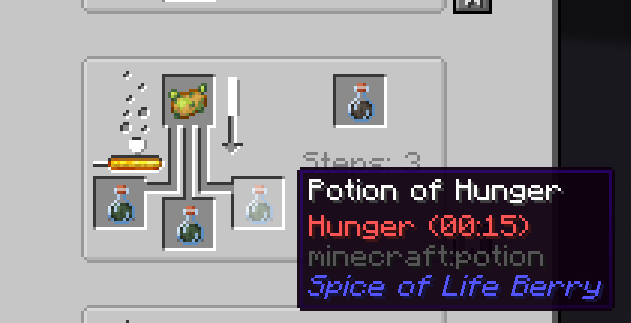 starvation potion crafted with hunger potion, and poisonous potato