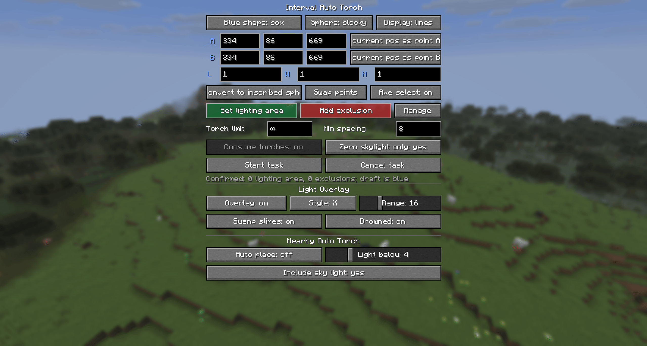 Settings panel en