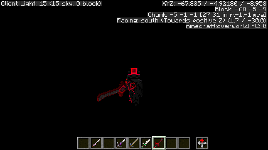 One of the weapons added, and me looking rather ominous
