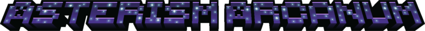 A splash title of the addon, with a purple base and cyan stars across each letter.