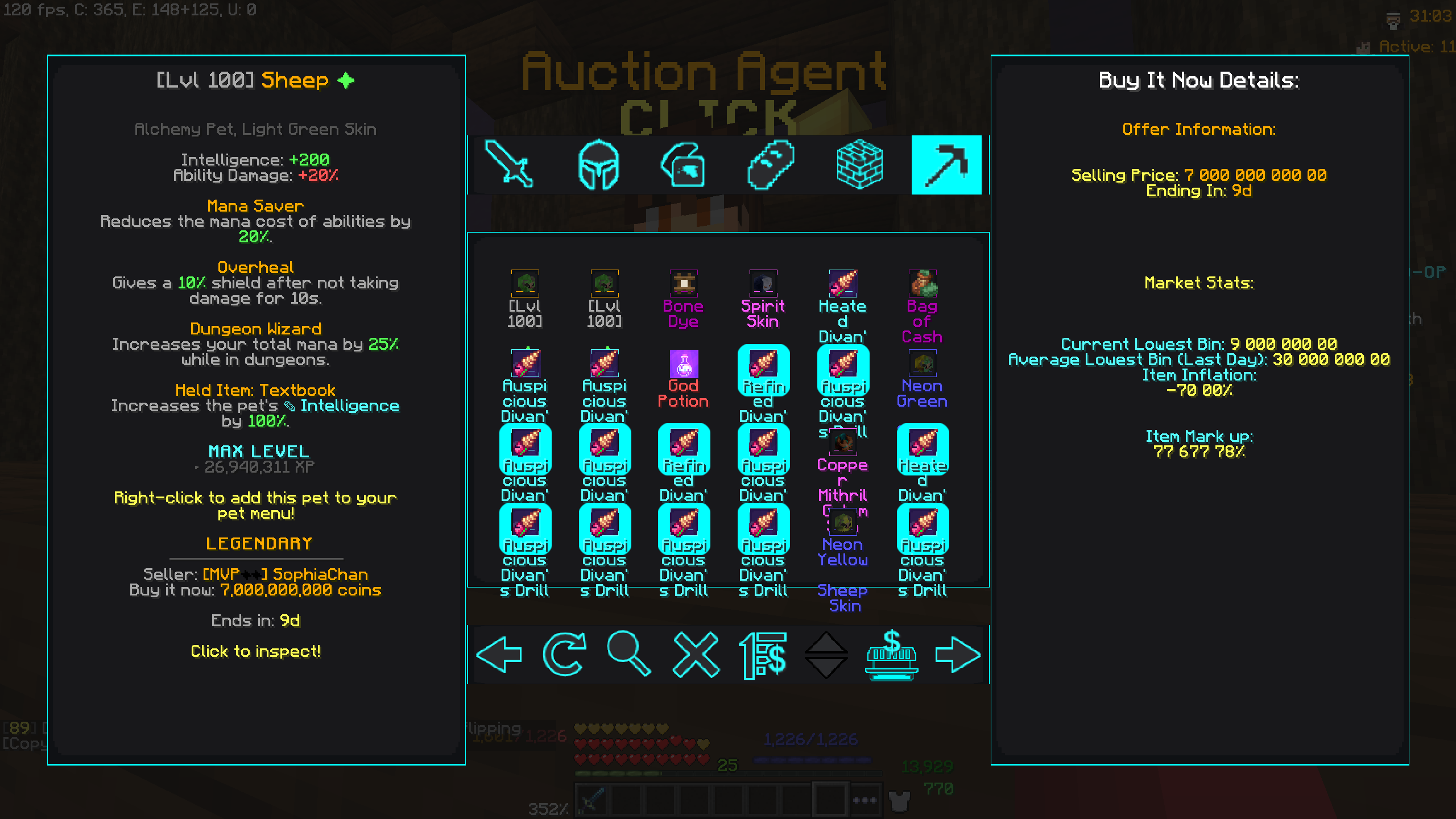 Picture of the Enhanced Auction Menu