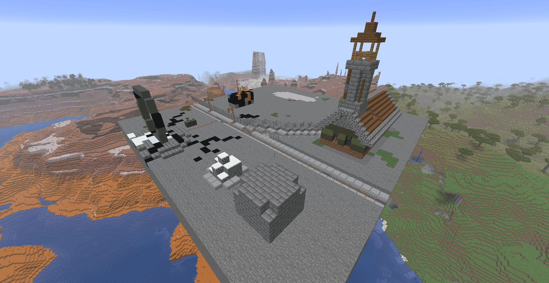 city and portal on stone