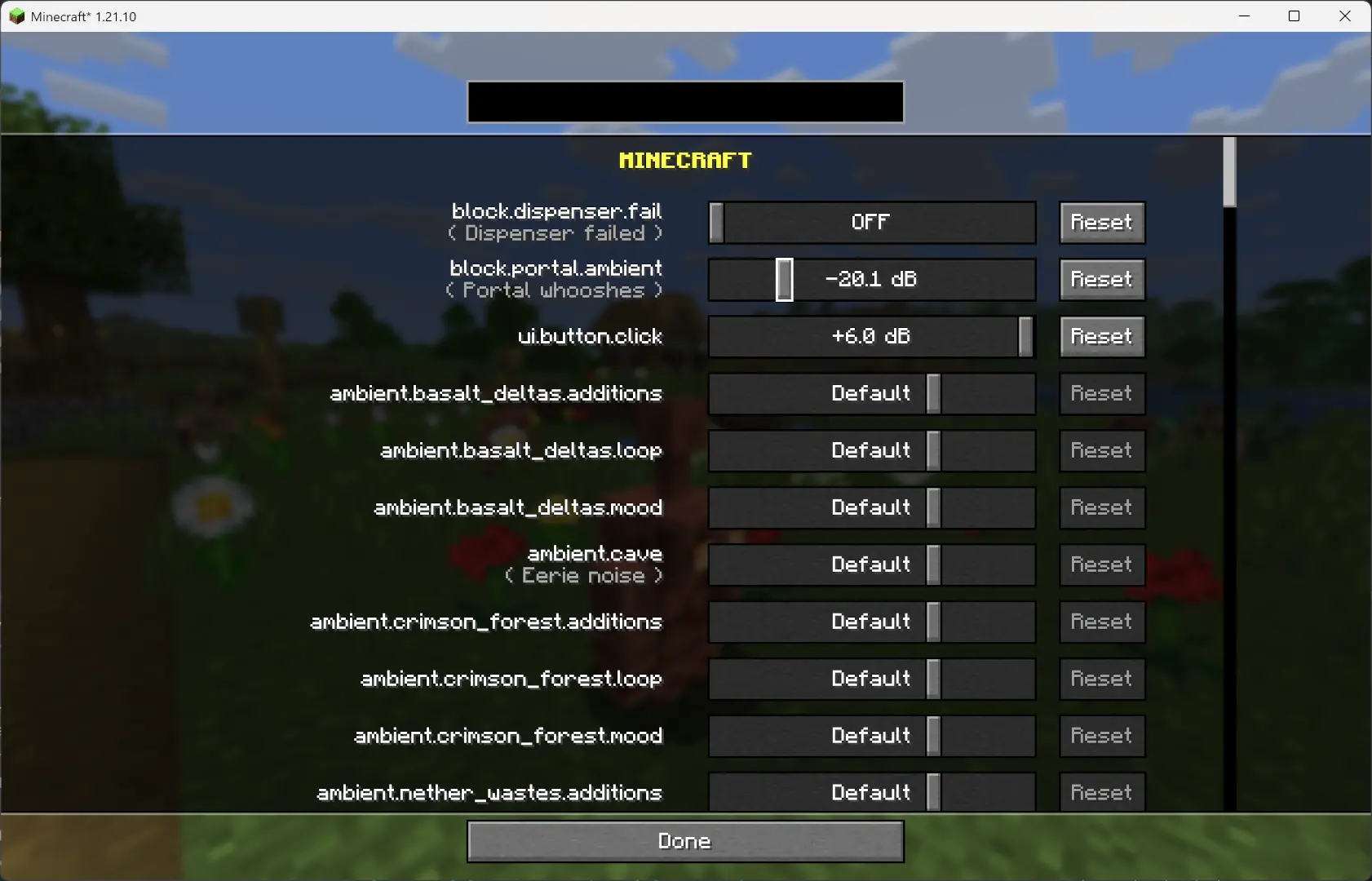 Sound List Menu