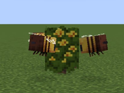 In-game Screenshot of Bees using a Flowering Hedge