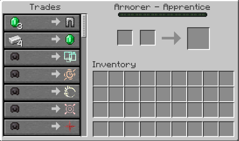 Armorer Villager trade offers