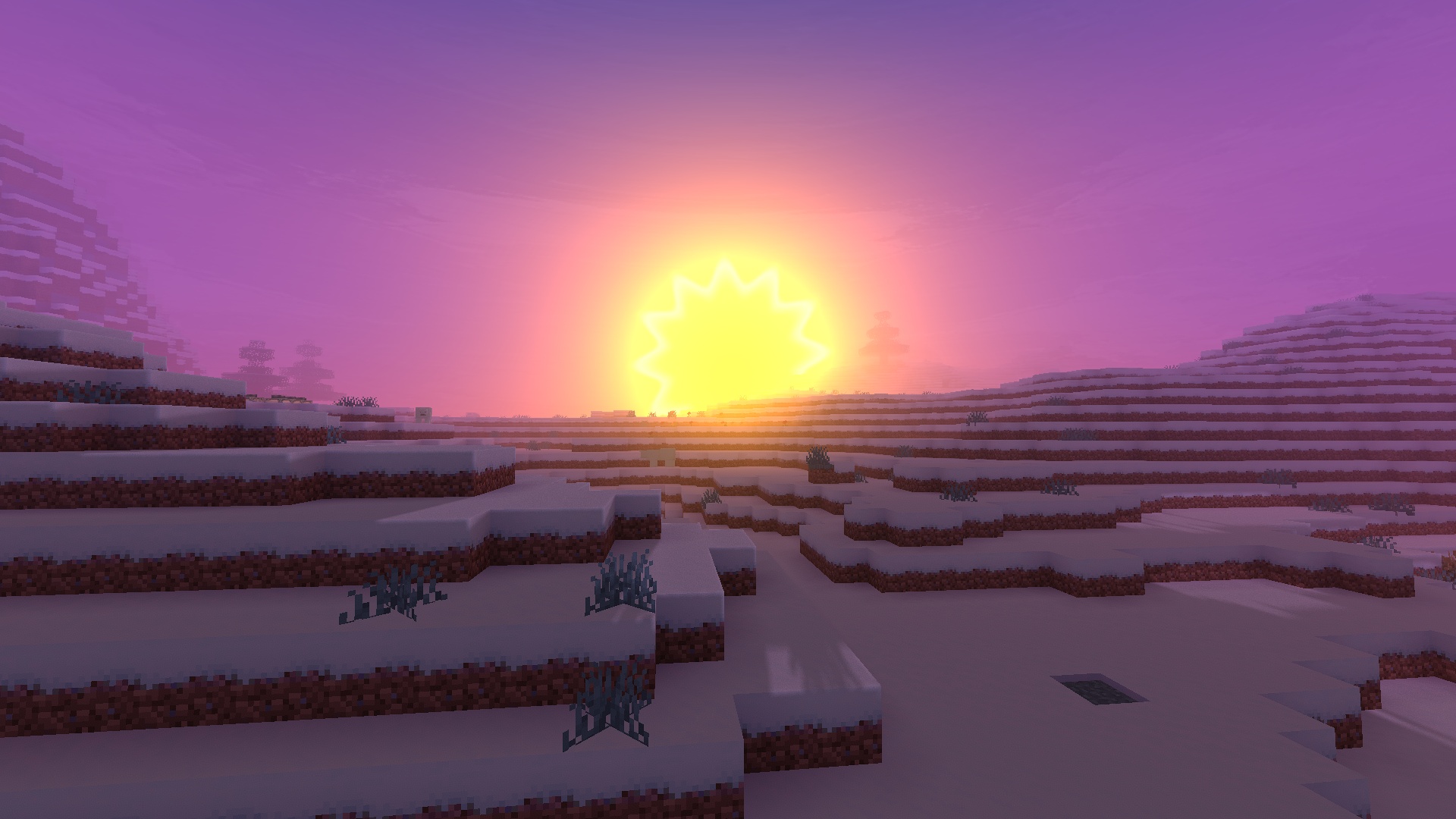 A beatiful Stylized Sunset, With Shadows, Cartoony Sun, Vibrant Sky gradient