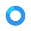 blue circle with an hole in middle and an crosshair in the middle