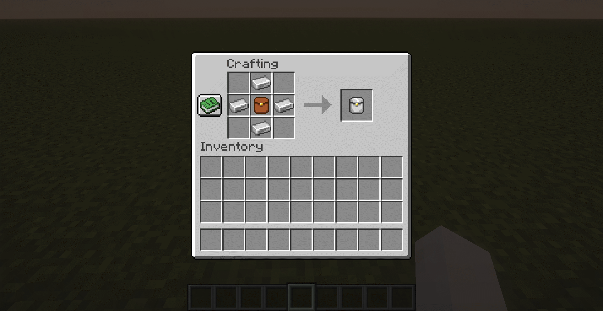 Crafting recipe for the iron backpack