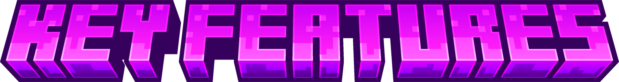 Purple Minecraft themed Key Features Title
