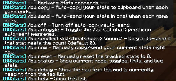 Bedwars help menu screenshot