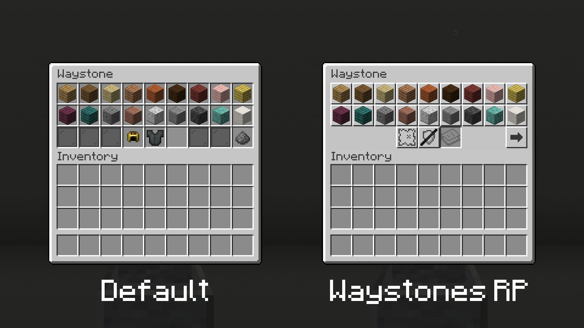 Comparison of a waystones GUI without and with Waystones RP