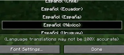 default language settings selecting spanish