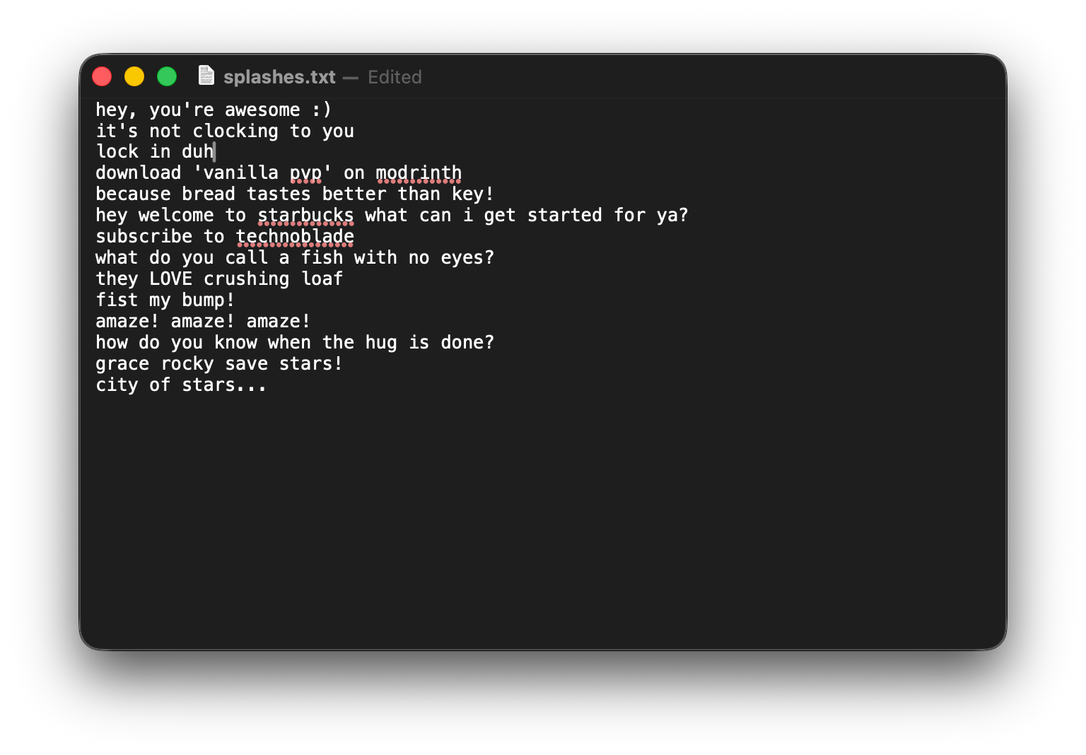 splash texts