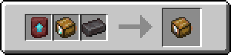 Smithing recipe of a Netherite Backpack, containing a Netherite Upgrade Smithing Template, a Diamond Backpack and a Netherite Ingot.