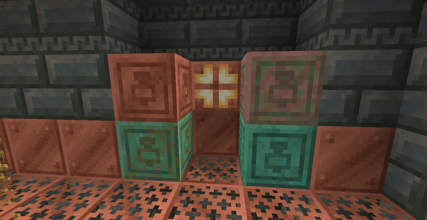 Chiseled Copper blocks in all oxidation stages