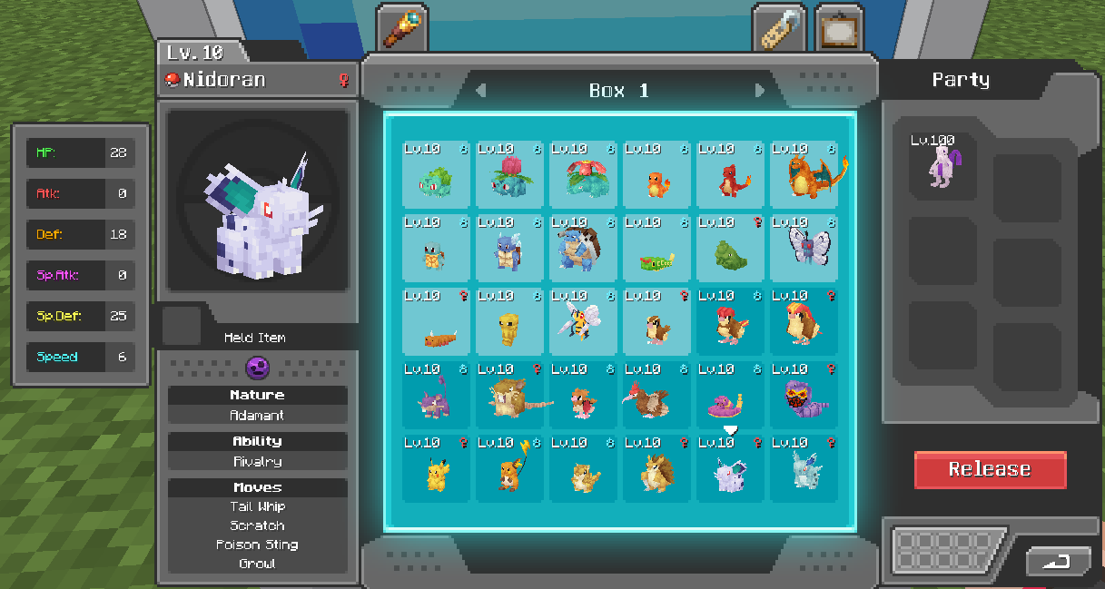 Screenshot of multiselect mode with multiple selected slots