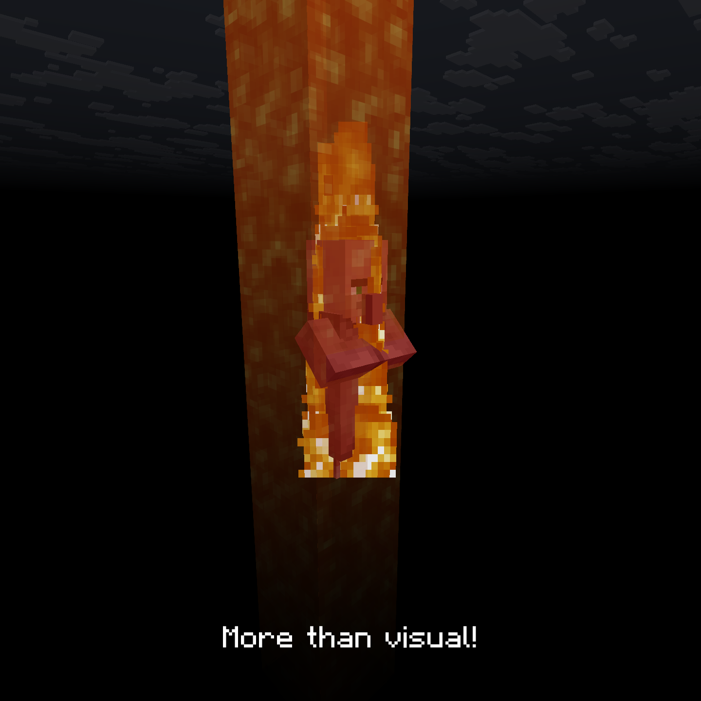 A villager takes damage from lava in the void.