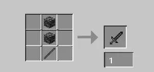 Recipe for Bedrock Sword (1 bedrock stick on bottom and 2 bedrock ontop)