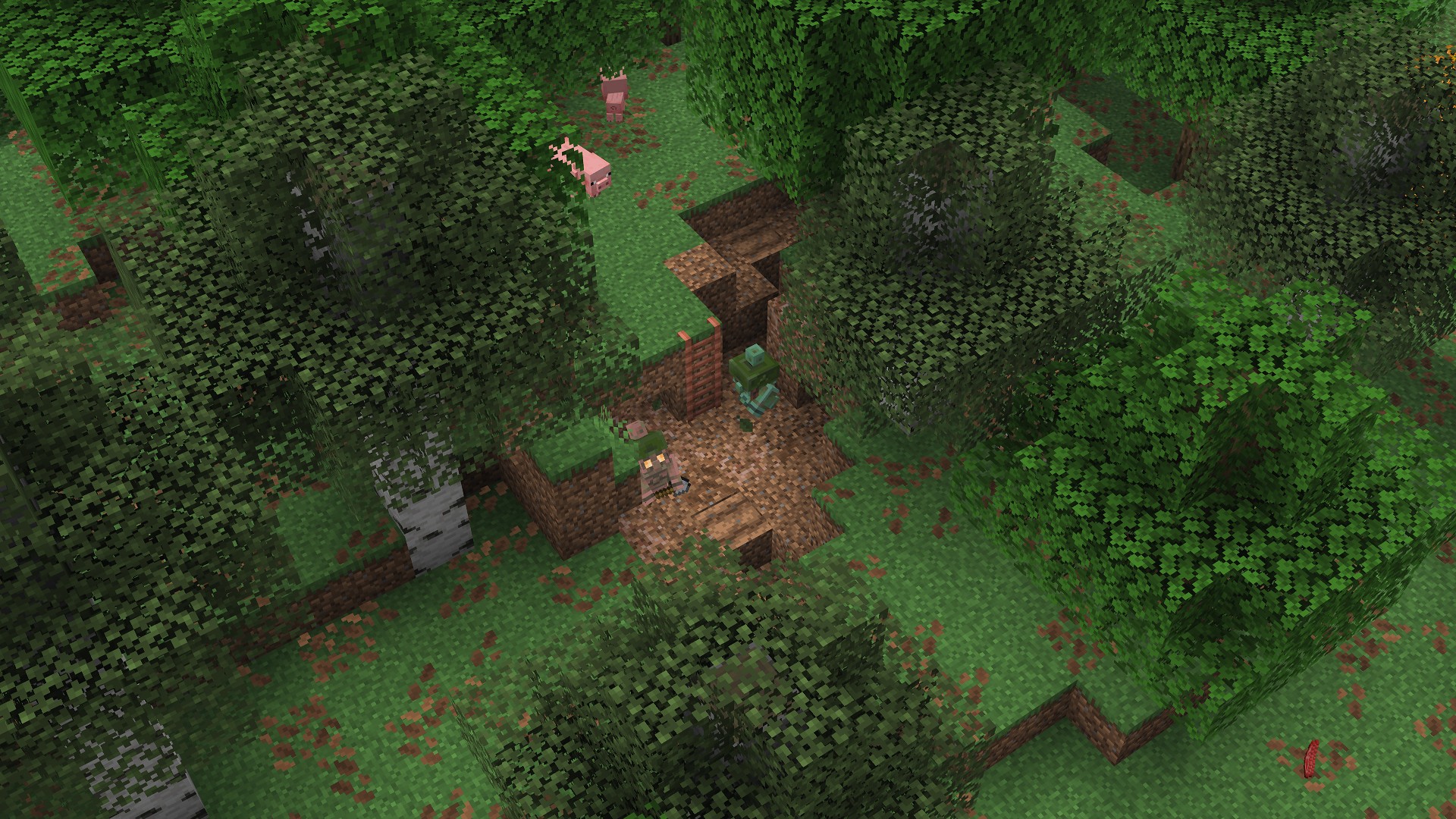 Copper golems in forest trench