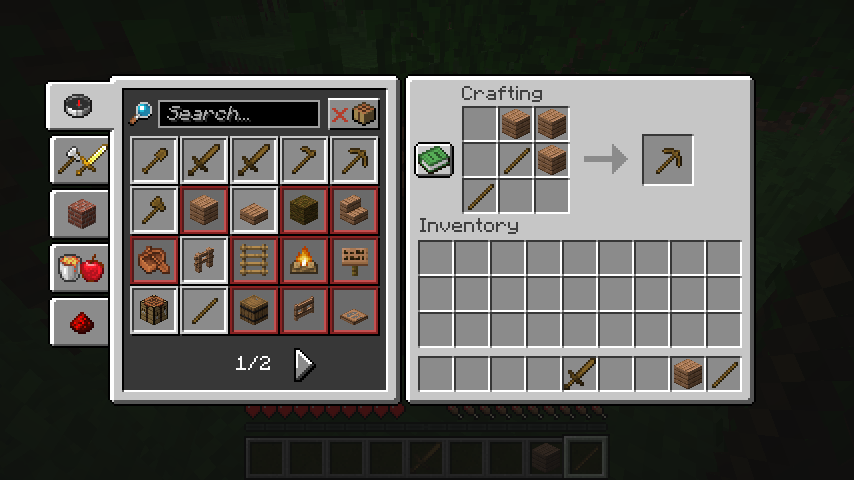 diagonal pickaxe recipe